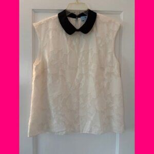 CeCe Peter Pan Collar Jaquard Top